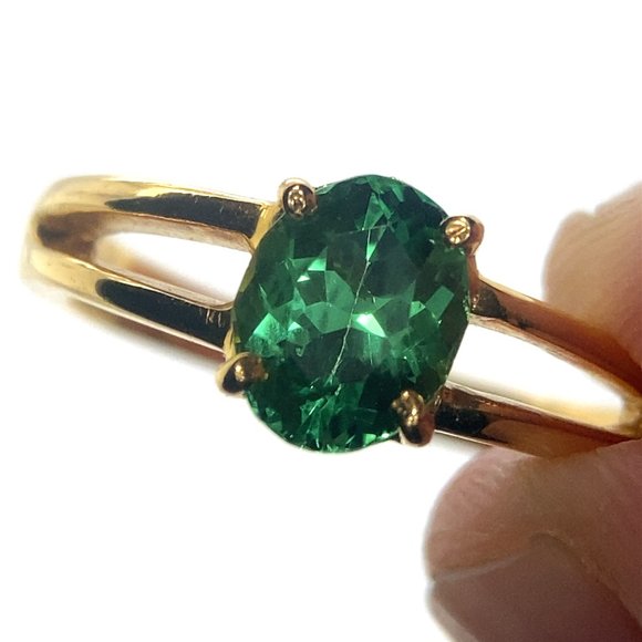 Tsavorite Garnet 1.22ct Solid 18K Yellow Gold Ring - Picture 1 of 8